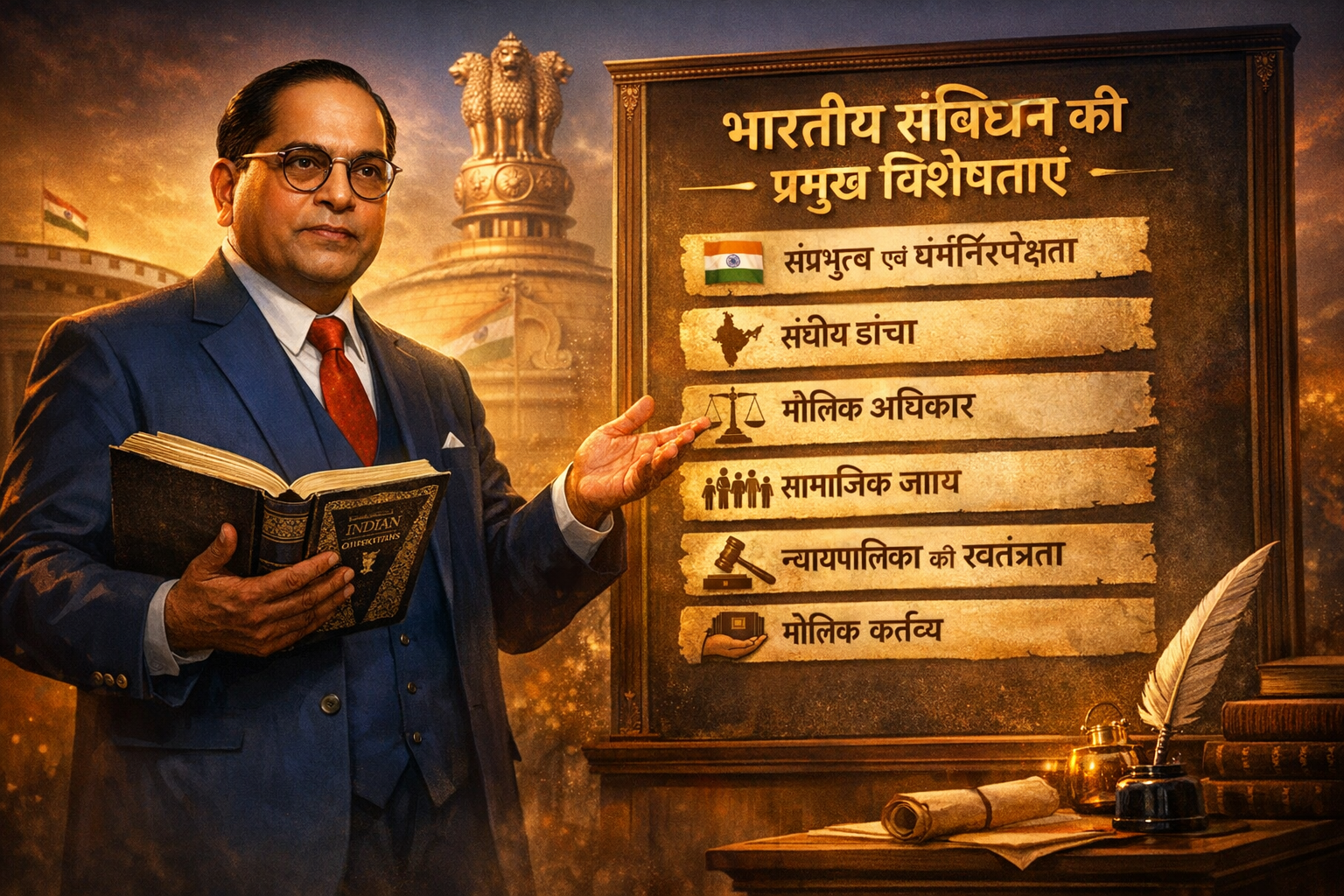 भारतीय संविधान की प्रमुख विशेषताएं